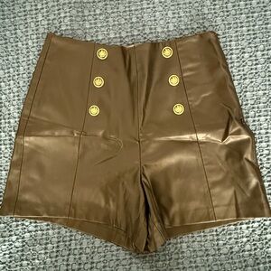Zara Black Leather Shorts